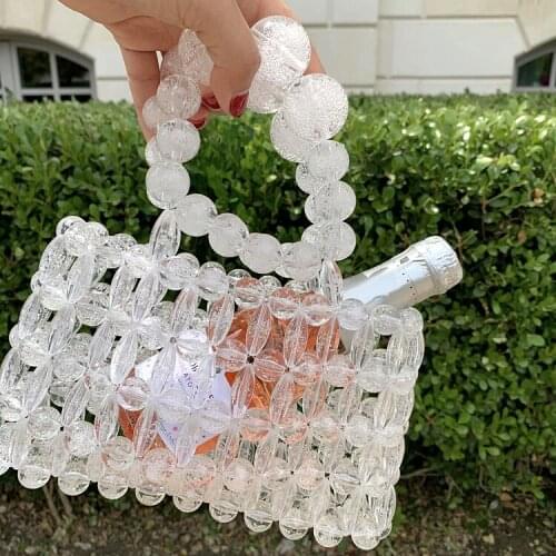 Luxury Bubble Acrylic beads Evening Clutch Bags Women Handmade Clutch Purses Handbag Woven Shoulder Bag Wedding Party