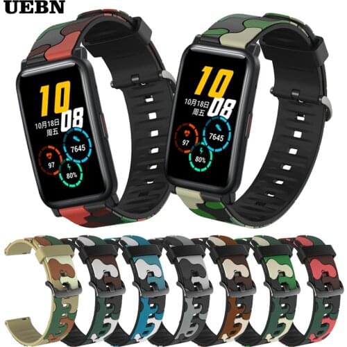 UEBN Sport Camouflage Silicone strap for Huawei Honor Watch ES Bracelet for Honor Magic Watch 2 42mm Watchbands