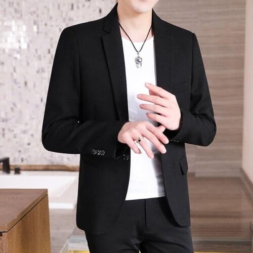 Spring Autumn Mens Suits 2021 Korean Slim Fit Black Business Suit Jacket Single Button Suit Casual Coat Top Husband Clothing
