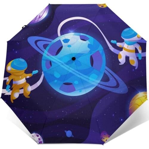 Wind Resistant Folding Automatic Umbrella Women Auto Cartoon Colorful Galaxy Windproof Umbrellas Rain For Men Parasol