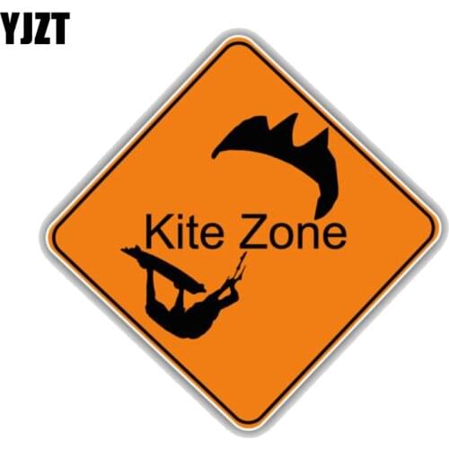 YJZT 12.7CM*12.7CM Funny Waterproof Kite Zone Sign PVC Car Sticker 11-00037