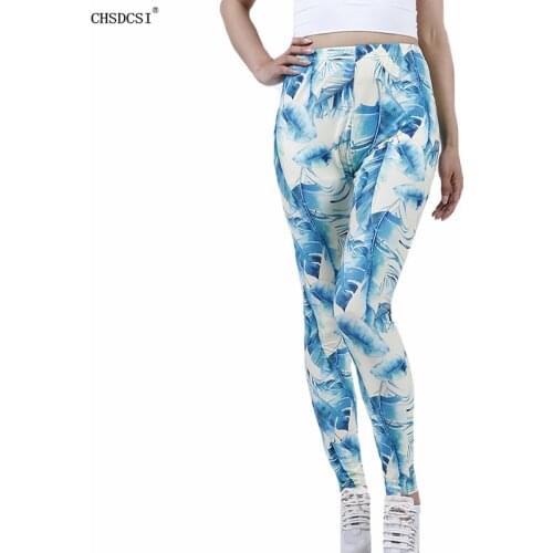CHSDCSI New Leggings Women Leaf Printing Leggins Famle Push Up Jeggins Fashion Skinny Elasticity High Waist Workout Sexy Pants