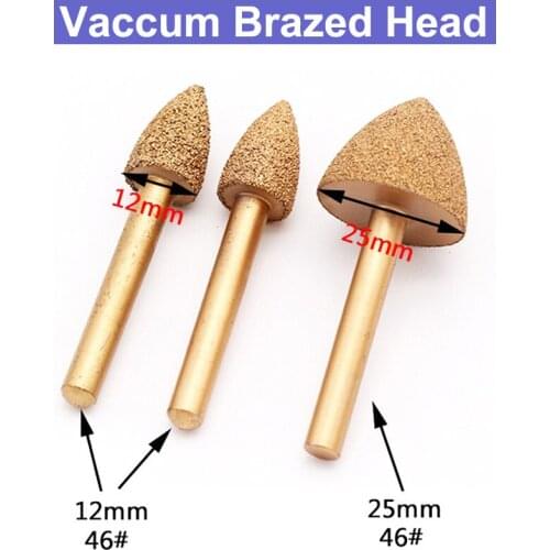 1pcs 6mm Shank Bullet Vacuum Brazed Diamond Burrs For Stone Alloy Grinding Head For Jade Peeling Stone Carving Tool 46 100 Grit
