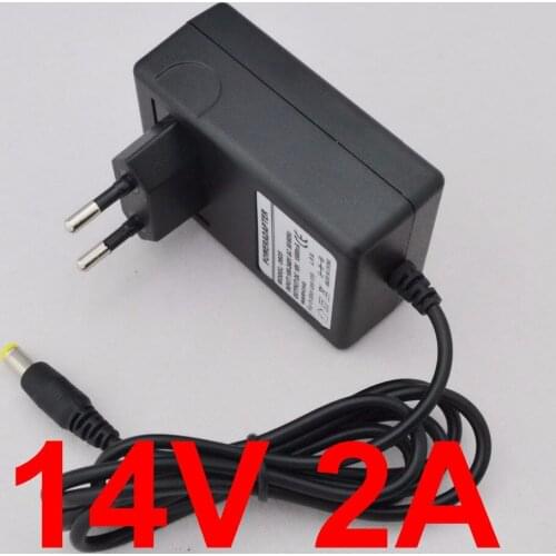 100PCS 14V 2A AC 100V-240V Converter Adapter DC 14V 2A 2000mA Power Supply EU Plug 5.5mm x 2.1mm-2.5mm