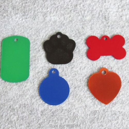 100pcs/lot Mix Shapes Aluminum Alloy Blank Pet Dog ID Tags Suitable for Laser Engraving Machine