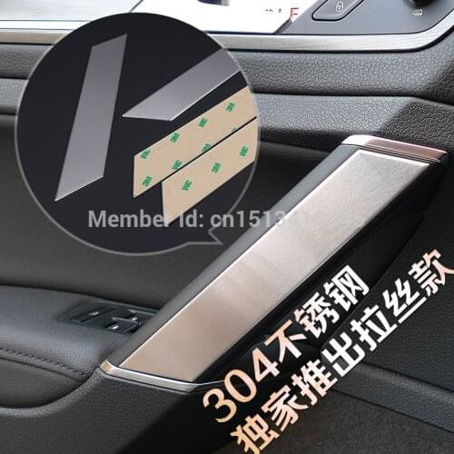 4pcs Stainless Steel Car Interior Door Handrail Column/ Inner Handle Decoration Stickers Fit for Volkswagen VW Golf 7 MK7 2014