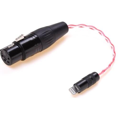 4Pin XLR Female Headphone Audio Adapter Compatible iPhone 7 8 12 x xr xs Balanced Silver Plated Cable