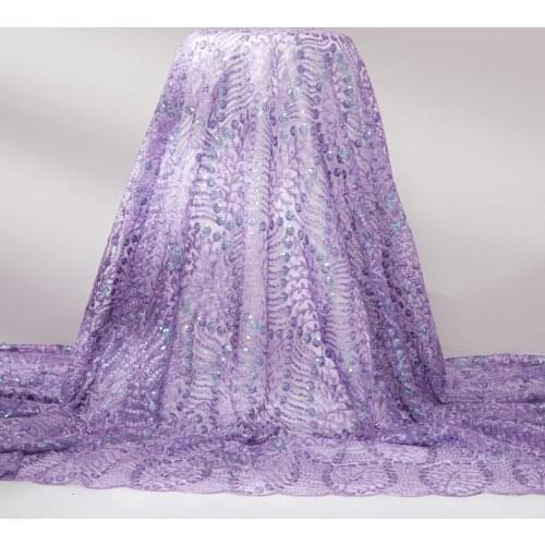 African Lace Fabric 2021 High Quality Lace Purple Diy French Tulle Nigerian Laces 5 Yards Sewing Dersses For Women Wedding A2544