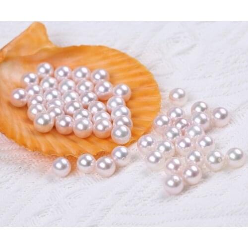 Akoya Round Pearl,AAAAA Made In Japan,Seawater Pearl Beads,Natural Loose Pearl Bead,Half Hole For Jewelry Making DIY Earrings
