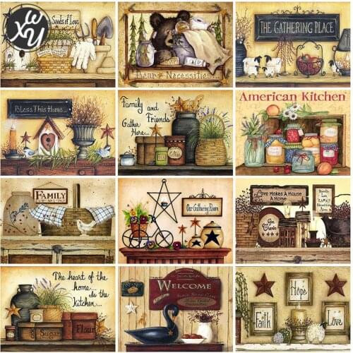 Diamond Painting Kits for Adults Kitchen Full Drill Mosaic Art Retro Rhinestones Embroidery Round Square Cross Stitch Home Decor