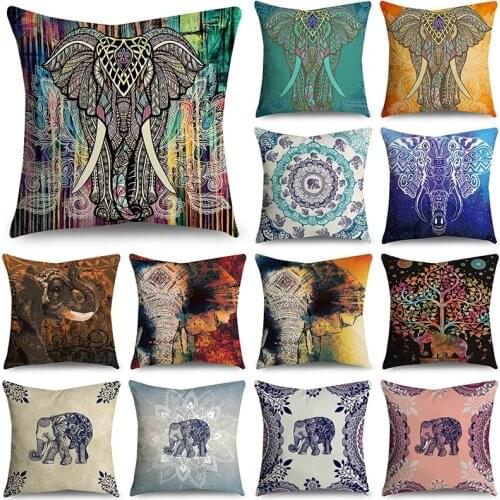Mandala Elephant Pillow Case 45 * 45cm Polyester Bohemian Household Soft Decorative Cushion Cover For Sofa Pillow Cover cojin