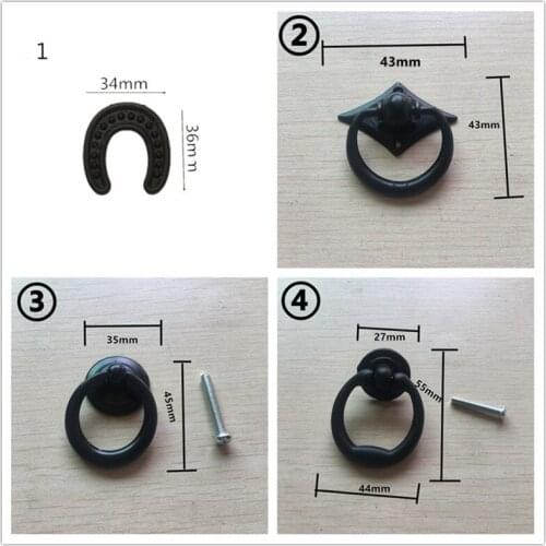 European Black Vintage Round Ring Furniture Door Pull Handle,Chinese Alloy Cabinet Dresser Drawer Knobs Hooks,8Pcs