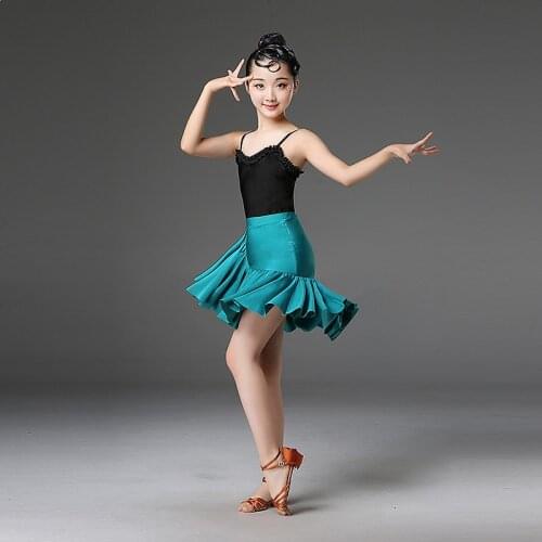 Kids Dresses for Girls Latin Ballroom Dance Competition Costumes Stage Performance Fringe Gatsby Tassel Tango top Skirt Clothing