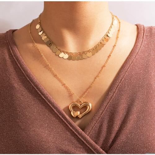Docona New Fashion Heart StarfishTassel Choker Necklace Bohemia Gold Shell Geometric Pattern Pendant Necklace for Women Jewelry