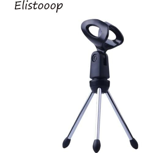 Elistooop Portable Table Tops Microphone Tripod Zinc Alloy Mic Stand Bracket Desktop Adjustable Microphones Tripods Holder