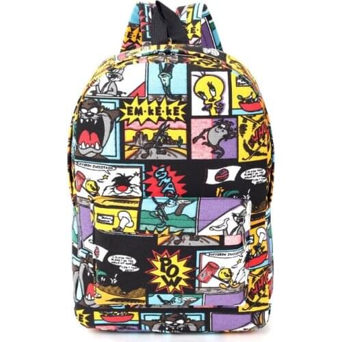 New Graffiti Canvas Backpack Students School Bag Teenage Girls Boys Backpacks Bookbags Cartoon Printing Rucksack Street Escolar