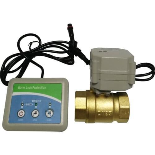 Intelligent water leakage controller with DN15 brass electric valve, 3VDC water leak alarm device, water leak detector