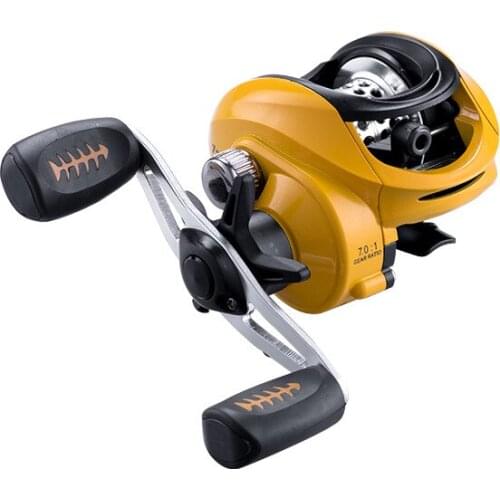 Carp Sea Double Handle Baitcasting Fishing Reel Metal Wire Deep Cup Drag Coil Lure Fishing Rod 12+1BB Gear Accessories Yellow