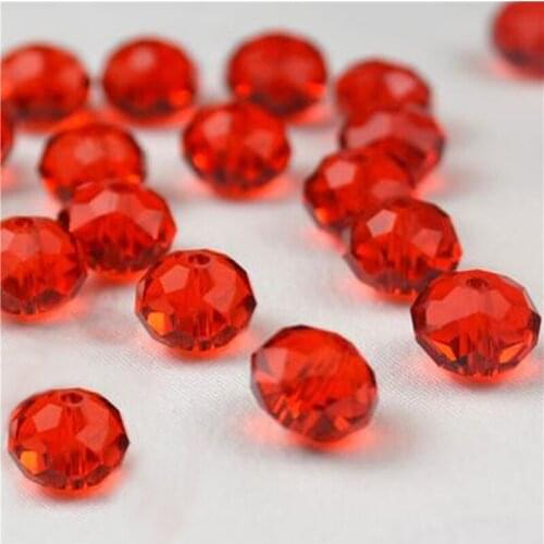 70pcs/bag Red 8*10mm Rondelle Austria faceted Crystal Glass Beads Loose Spacer Round Beads for DIY Jewelry Making