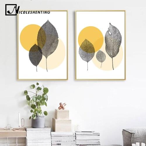 Leaves Abstract Poster Canvas Prints Minimalist Wall Art Painting Decorative Picture for Living Room Nordic Style Home Decor