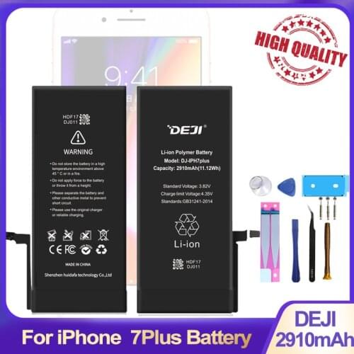 DEJI Original Li-Polymer Battery For iPhone 7Plus High Quality 2910mAh Cell Phone Batteries Replacement With Free Tool Kit