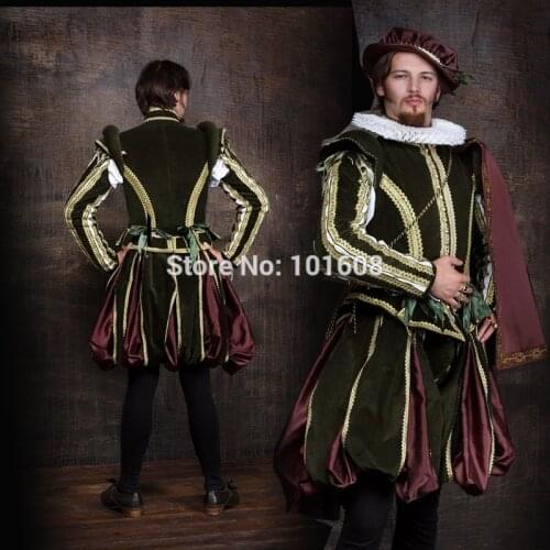 Customized!Jackets+skirt Mens 2pcs Black Velves Retro Coats Vintage Costumes MAN Victorian stage Performance MALE Suits N-033