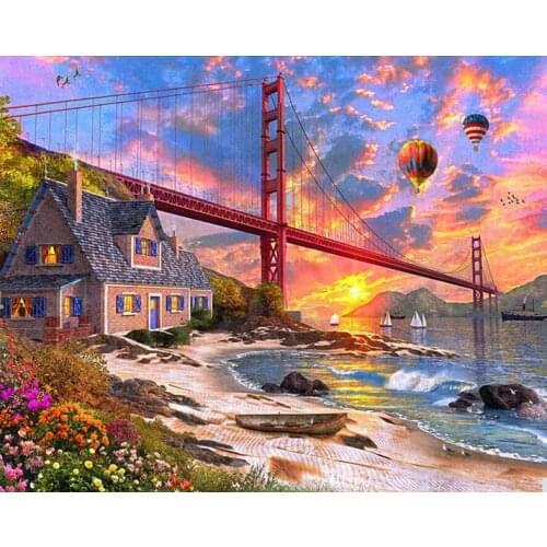 Full Square Diamond Painting House Landscape Cross Stitch Kits Diamond Embroidery Diamond Rhinestones Pictures Home Decoration