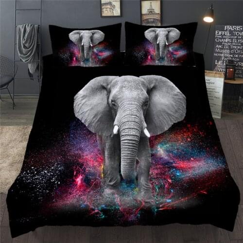 3D Elephant Duvet Cover Set Black Single Double Bed Linen Twin Full Queen King Size Bedding Set Kid Adult Bedclothes Quilt Cover