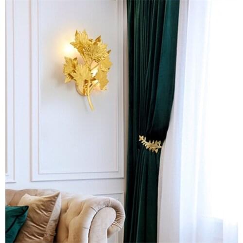Nordic Bedside Gold Maple Leaf Wall Light Modern Bedroom Living Room TV Background Wall Sconces Modern Decoration Wall Light