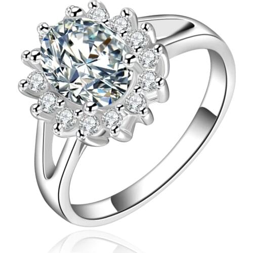 New Design 925 Silver Ring Inlaid Crystal Zircon Ring For Woman Wedding Wedding Gift Jewelry