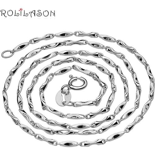 ROLILASON New Ingot Chain Necklace Wholesale Price Pure 925 Solid Sterling Silver 40 cm 45 cm 2017 Fine Jewelry SN100