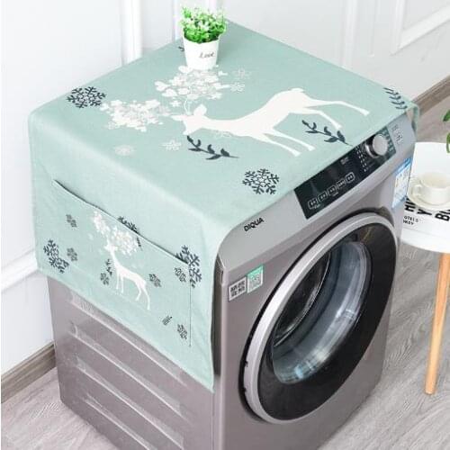 Christmas party decorations refrigerator cover cloth washing machine covers cotton linen printed cartoon deer covers thicken