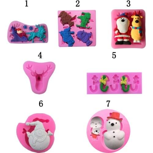 Christmas Snowman and sled chocolate Party cake decorating tools DIY fondant silicone mold Gumpaste