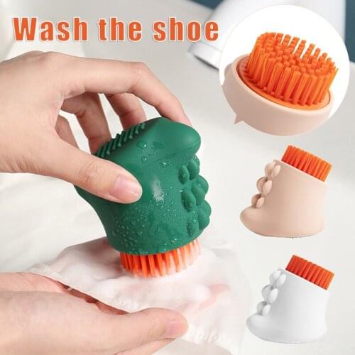 Laundry Brush Cartoon Little Dinosaur 세탁기 미니 터보 Silicone Soft Particles Three Sides Rubbing Clothes Toy Cleaning Brush