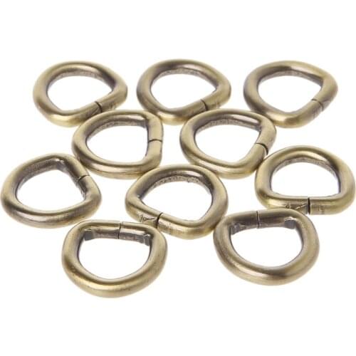 THINKTHENDO 10Pcs Metal D Ring Bag Buckle Handbag Leather Bag Purse Strap Belt Web Clasp 12mm Bag Accessories