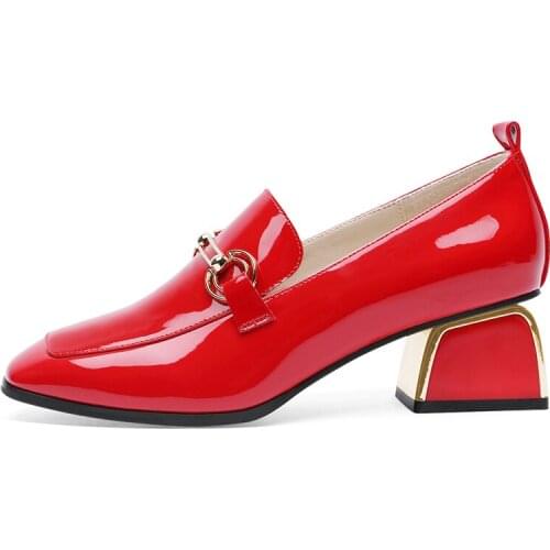 Square Toe Thick-Heeled Single Shoes Set Foot Solid Color Shoes Women Waterproof Platform Women Shoes