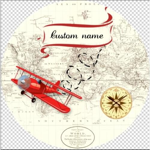 Vintage Airplane World Map Round Photo Backdrop Baby Shower Photography Background Beige Circle Vinyl Photo Studio Props yy649