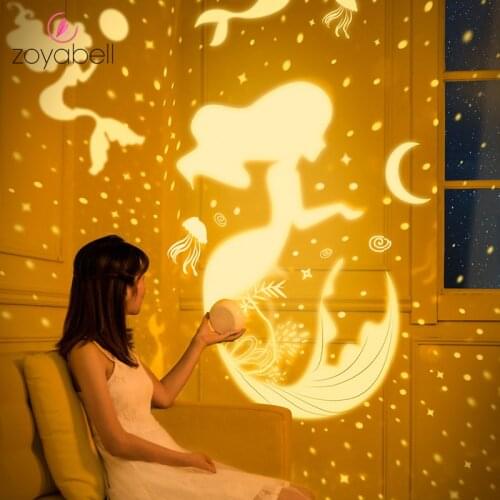 Rotating Projector Night Light Romantic Mermaid Ocean Animals Planet Pattern Projection Light Children Baby Kids Sleep Led Lamp