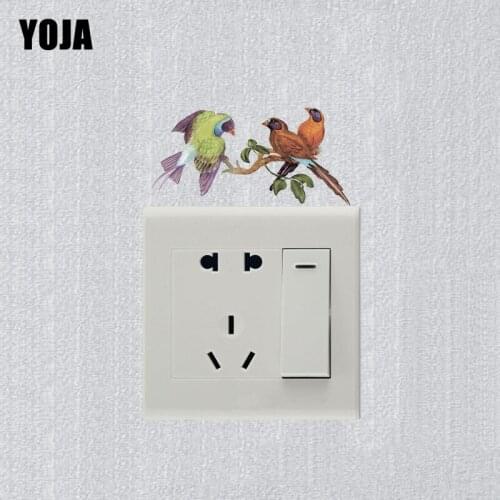 YOJA Funny Colored Flowers Birds Decor Personalized Wall Switch Sticker Living Room Bedroom 10SS0384