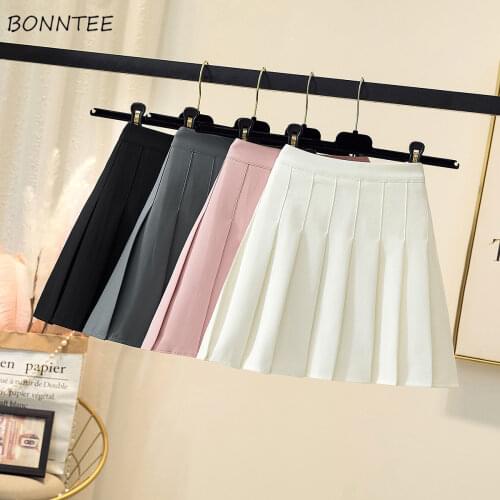 Pleated Skirts Women Various Colors Empire Sweet College Casual Ins Quality Side-zipper Students Soft Lined Mujer Classic Cozy