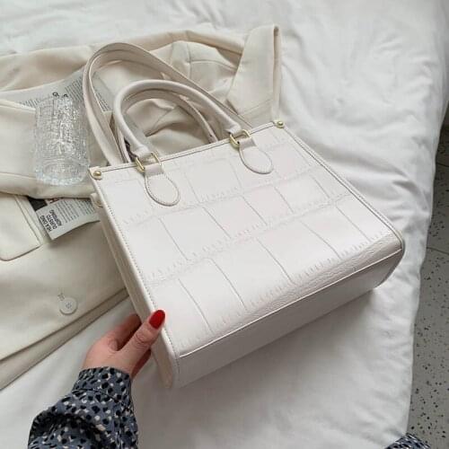 Stone Pattern PU Leather Shoulder Bags Female 2021 Summer Simple Casual Trend Luxury Fashion Travel Handbag Totes