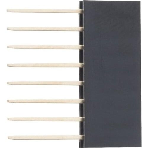 2.54mm Pitch Single Row Long Pin Female Header 8 Way PCB Socket (Pack of 2)