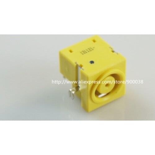 5pcs Laptop DC Power Jack Connector Female Socket through hole PCB right angle yellow insulator middle mount PCB