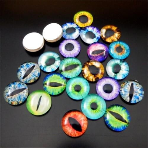 50pcs/lot Glass Eye Pupil 10mm Dragon Eyes Round Glass Cabochon Jewelry Findings Accessories Pendant Cameo Setting