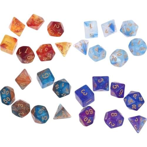 7pcs/set D20 Acrylic Polyhedral Dice Glitter Double Colors 20 Sided Dices Table Board Playing Game for Bar Pub Club Party