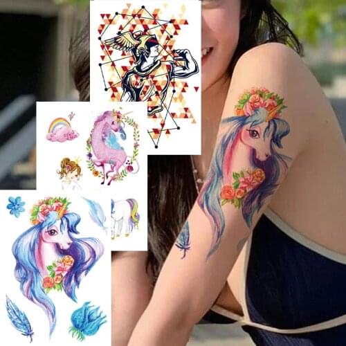 Large Fox Temporary Waterproof Tattoo Stickers Female Body Art Paint Arm Legs Tattoos Sticker Fake Temporary Stickers for Girls