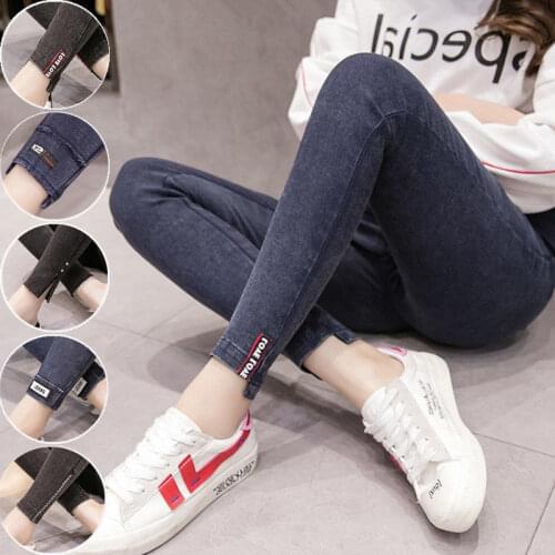 Pregnant womens trousers wear thin denim trousers in spring and autumn, new fashionable mothers Leggings slim and slim