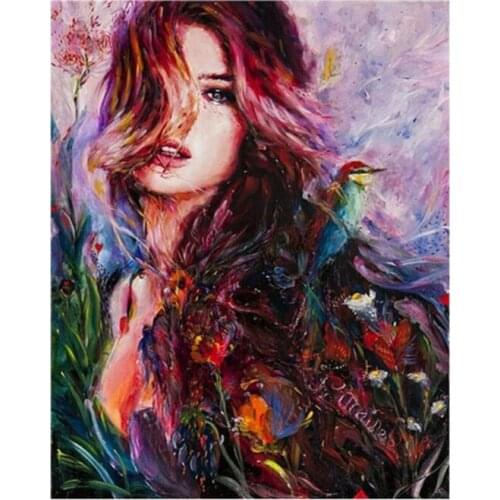 Beauty Beast Diamond Embroidery Painting Girl Birds Mosaic Rhinestone Sticker Wall Decor Puzzle Picture Diamond Dotz Large Size