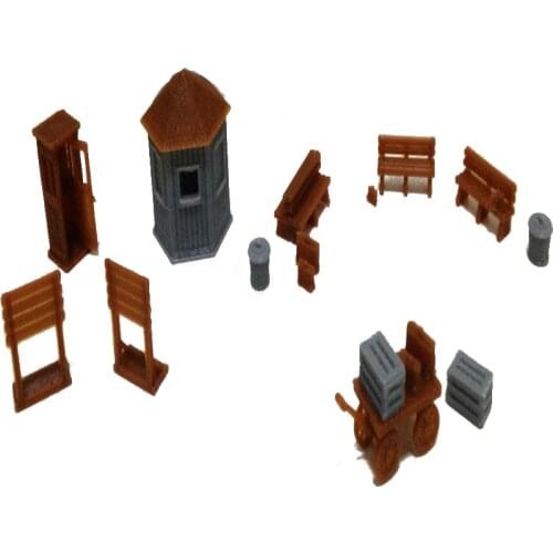 12pcs/lot Train Railway Model Scene HO Ratio 1:87 Classic European Train Station Accessories