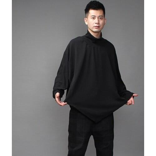 Fashion brand original dark loose large-size high-necked undershirt 2021 spring mens individuality hairdresser fashion Hoodie